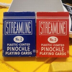 2 Streamline No. 2 Pinochle Playing Cards Decks Red Blue ARRCO
